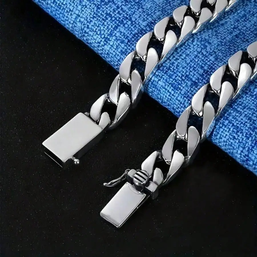 Silvery Plated High Quality Fashion Miami Cuban Chain Bracelet Men's Trend Charm Bracelet Casual Business Party Jewelry Gift