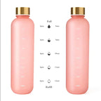 1000ML Bottle With Time Marker Motivational Reusable Fitness Sports Outdoors Travel Cycling Leakproof BPA Free Frosted Bottle mbzr