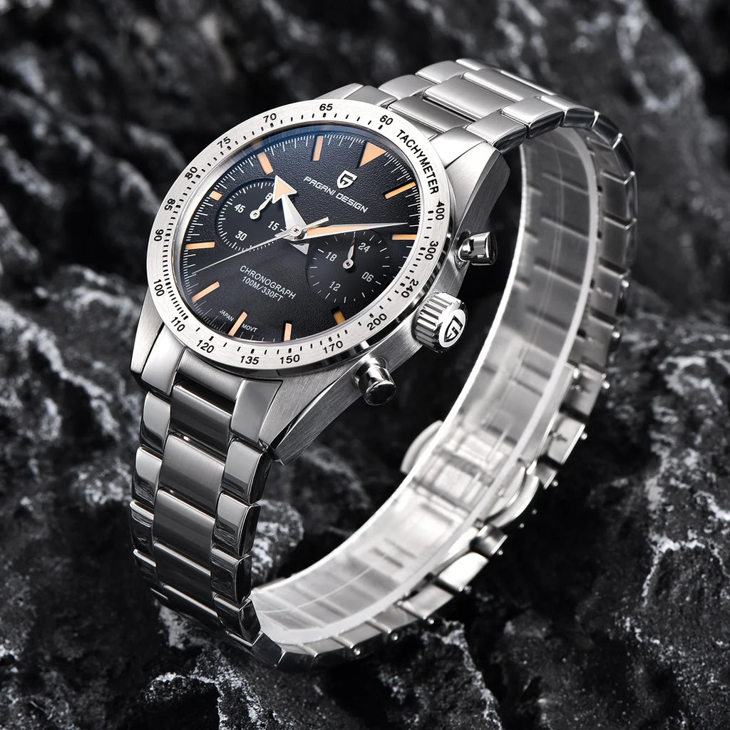 PAGANI DESIGN Retro Luxury Quartz Men Watch Japan Movt 316L All Steel Chronograph Sapphire Mirror Luminous Waterproof Man Watch