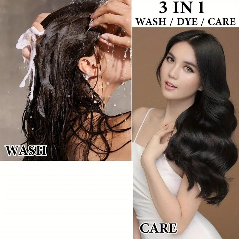 2pcs Black Hair Colouring Shampoo Natural Herbal Essence 3 in 1 Colouring Shampoo Clean Dandruff Removing for Covering White mbzr