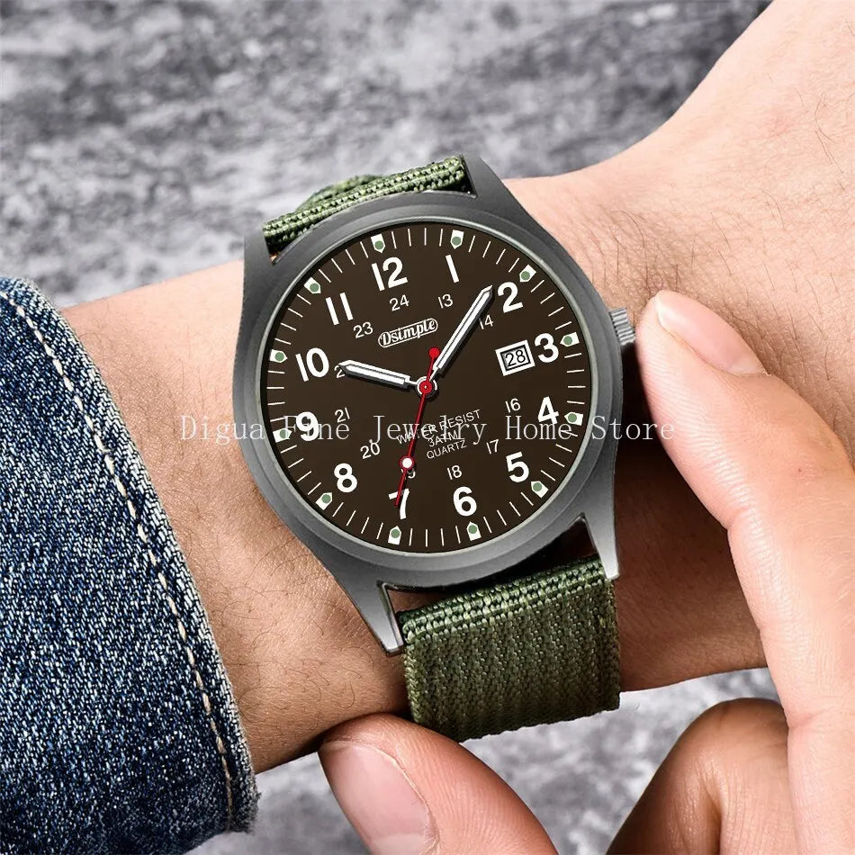 Fashion Mens Watches Luminous Hands Clock Luxury Military Sports Calendar Quartz Wristwatch Men Casual Nylon Watch Reloj Hombre mbzr