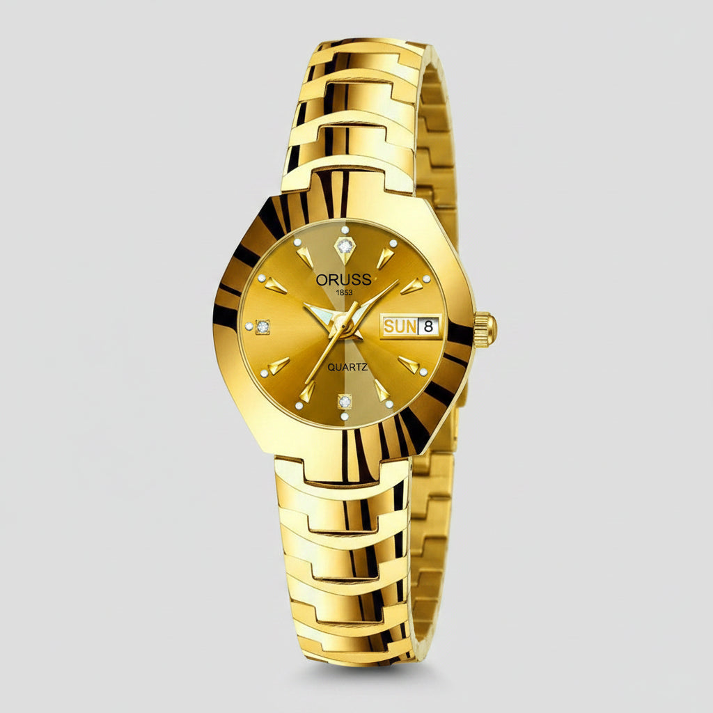 ORUSS Couple Watch Waterproof Casual Fashion Women Men Quartz Watches Ladies Stainless Date Week Men Clock Lover's Date Gift mbzr
