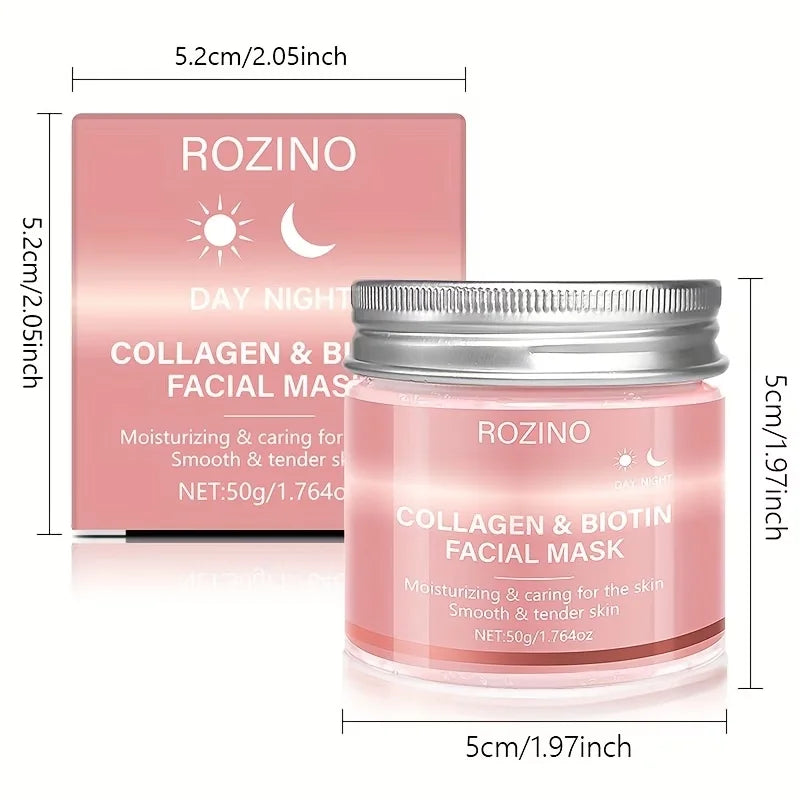 50g Biotin Collagen Day & Night Mask, Hydrates, Keeps Skin Moist And Plump, Firms Skin, Brightens Complexion, Smooths Skin, Makes Skin Look Younger. Suitable for Daily Use And Holiday Gifts, Giving Her A Beautiful Face mbzr