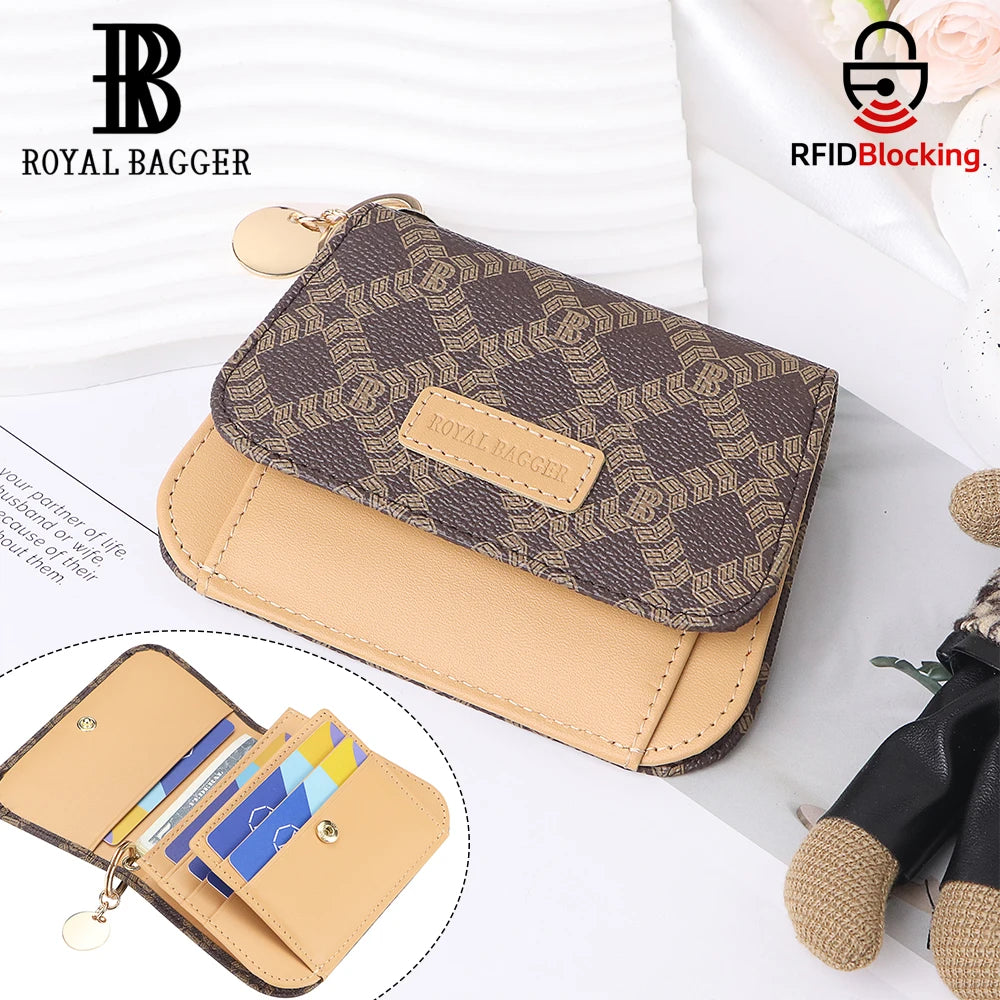 Royal Bagger Womens Wallet Small Rfid Ladies Compact Bifold Leather Vintage Coin Purse Kiss Lock Trifold Purse Magnetic Opening mbzr
