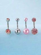 4pcs Fashion Cubic Zirconia Belly Button Rings Set For Women Body Piercing Party Jewelry