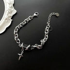 Men Bracelet 2024 Retro Black Zircon Star Chain Women Stainless Steel Punk Bracelets on Hand Unisex Jewelry Couple Accessories