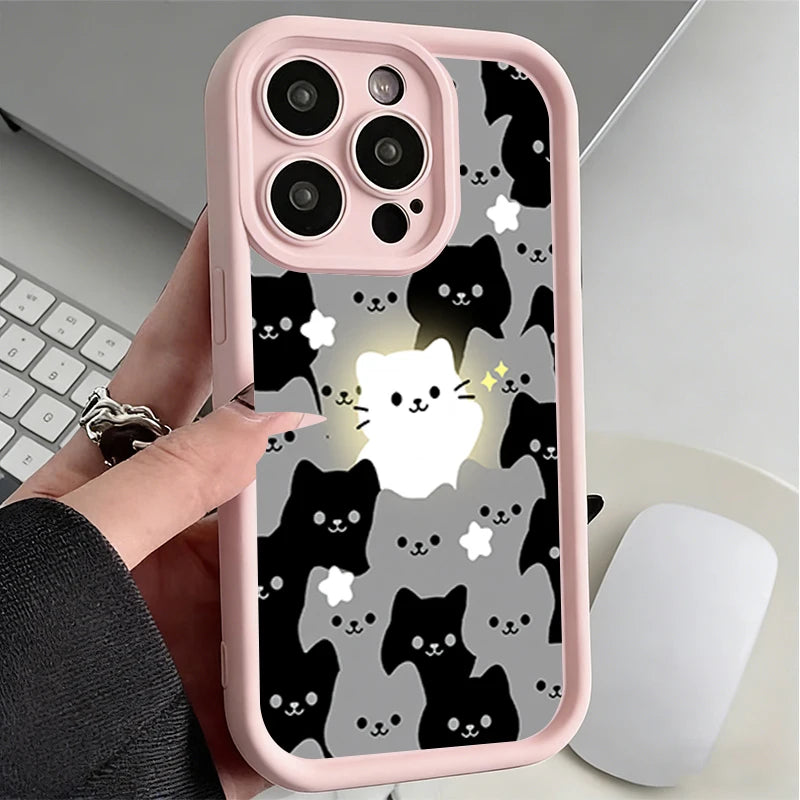 Soft TPU Case For  IPhone 17promax/17air 16 15 14 13 12 11 Pro Max X XS Anti-drop silicone phone case.Lovely Cartoon Cat Couple