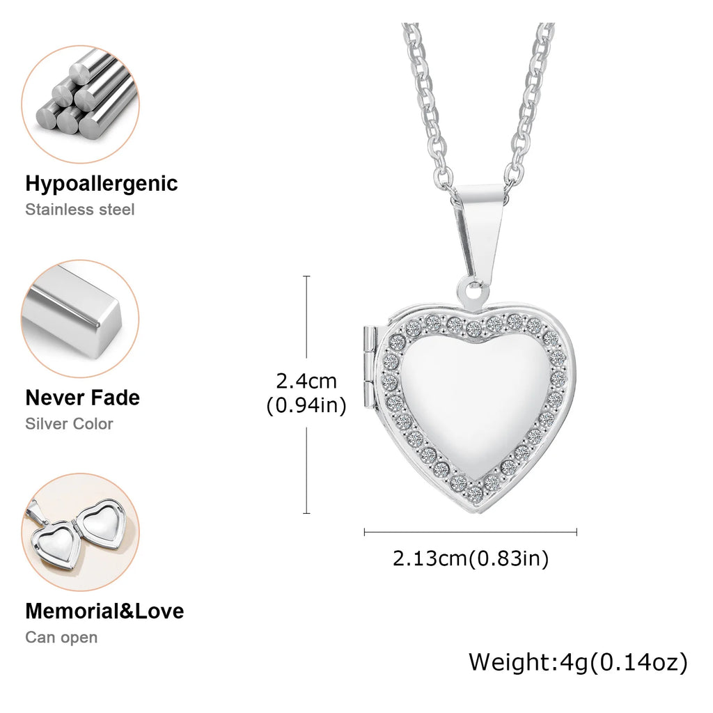Vnox Never Fade Silver Color Stainless Steel Women Locket Pendant, Openable Heart Pendant Necklaces, Life Tree Floral Collar