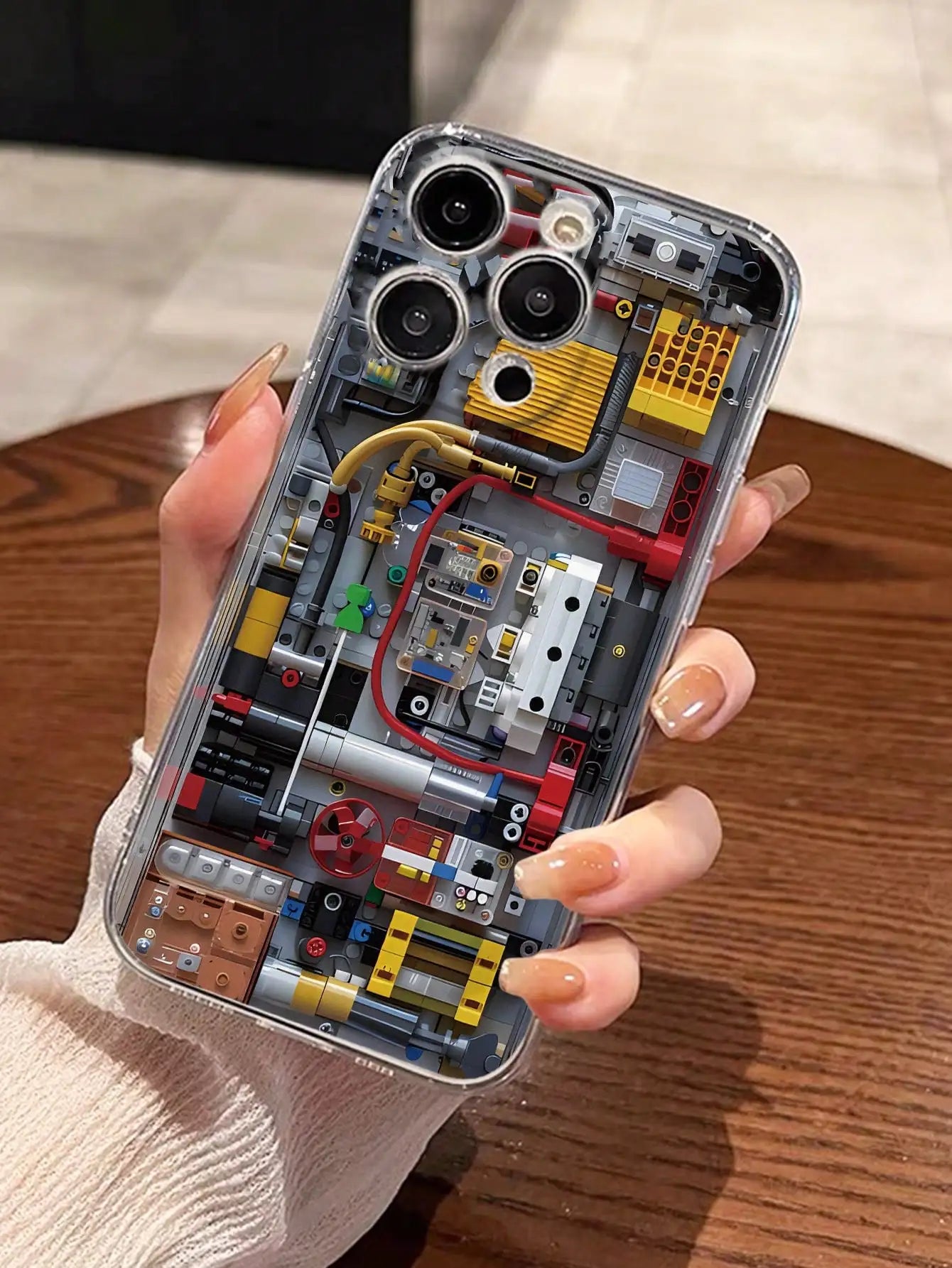 Transparent Engineering-Style Phone Case with Mechanical Detail Design for iPhone & Android