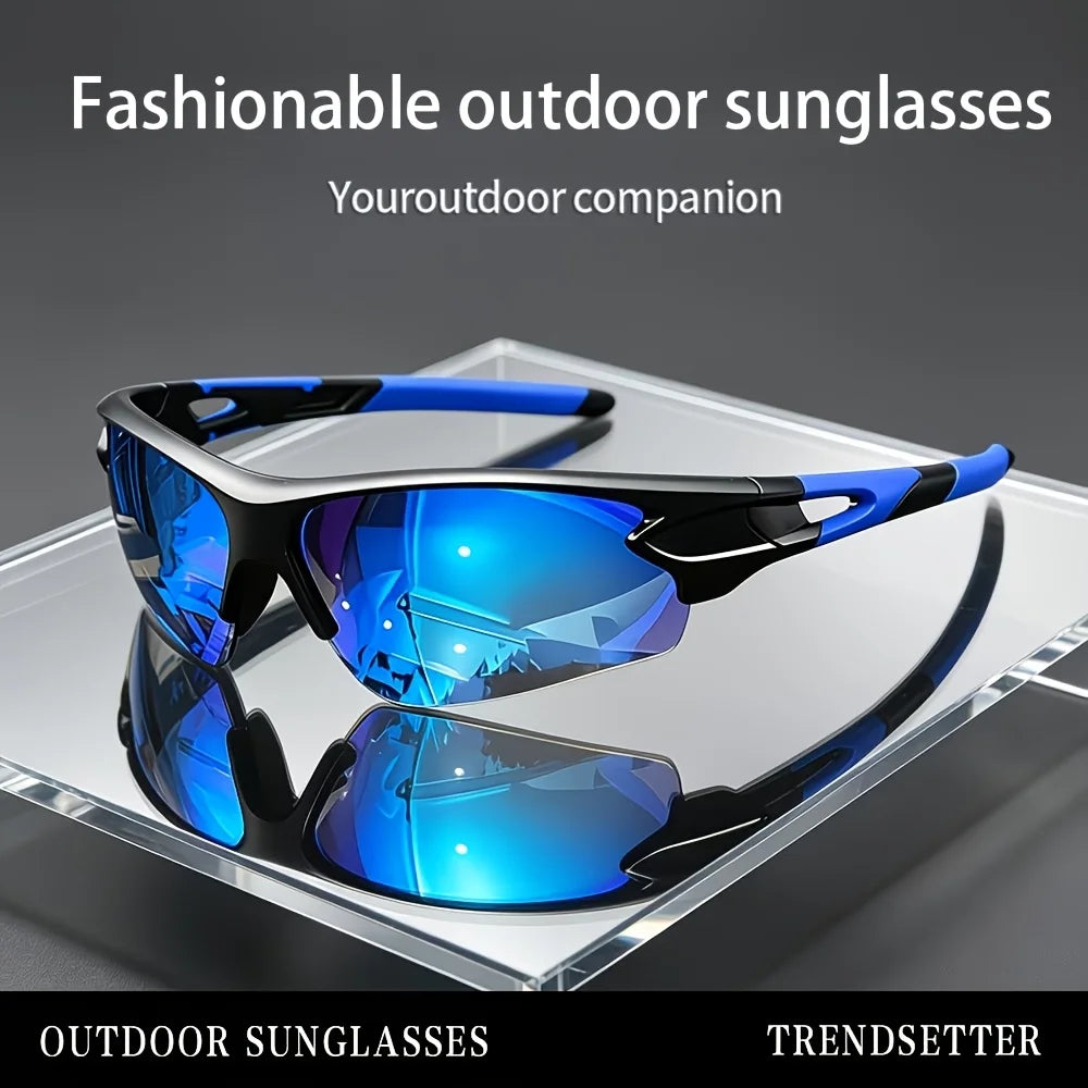 1Pc stylish sunglasses, mirrored lenses and wrapping design, suitable for all occasions and events, suitable for both men and women, the perfect gift for family and friends