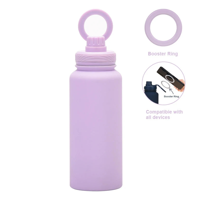 Insulated Sports Bottle 32Oz Stainless Steel with Magnetic Phone Holder, Thermos Mug for Outdoor mbzr