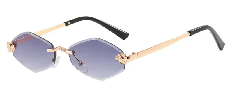Fashion Small Polygonal Sunglasses for Women Luxury Brand Rmless Brown Rhombus Sun Glasses Woman Vintage Metal Shades Eyewear mbzr