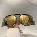 KAMMPT Fashion Champagne Women Shades Oversize Square Design Sunglasses Outdoor Decoration Sun Glasses for Hiking Travelling mbzr