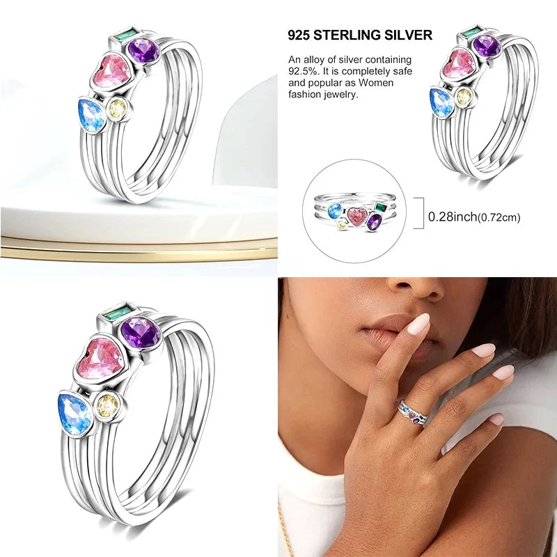 Original Design 925 Sterling Silver Shining Sun Star Moon Ring Fit Women Wedding Wedding   Engagement  Gift 2025 New
