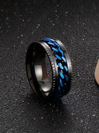 Minimalist Rotating Chain Ring, Stainless Steel Ring, Punk Style Ring, Women's Hip-Hop Fashion Jewelry, Versatile Punk Party Accessory, Jewelry Rings, Perfect Valentine's Birthday Gift