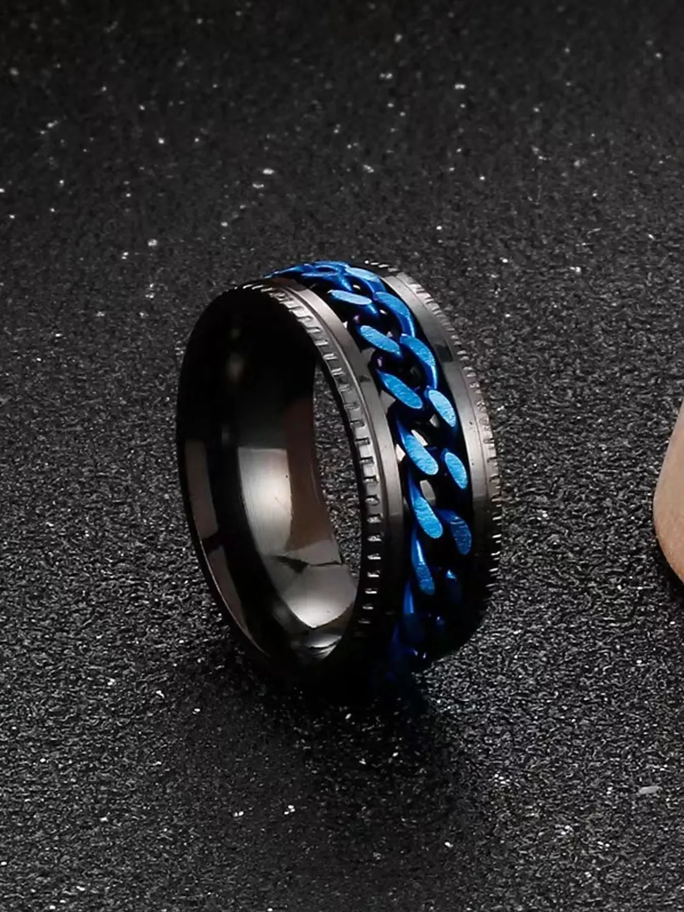 Minimalist Rotating Chain Ring, Stainless Steel Ring, Punk Style Ring, Women's Hip-Hop Fashion Jewelry, Versatile Punk Party Accessory, Jewelry Rings, Perfect Valentine's Birthday Gift
