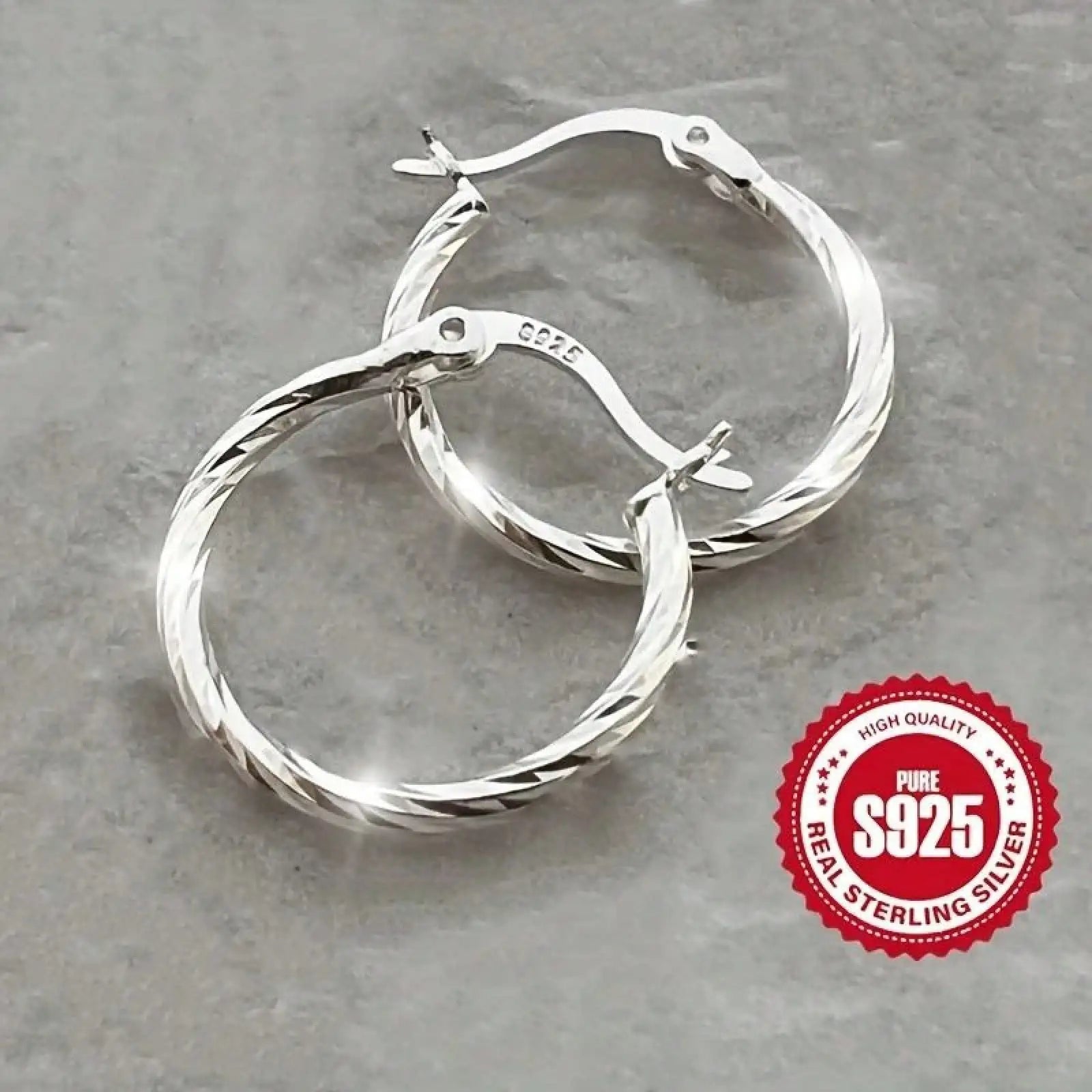 Hypoallergenic Silver Stud Earrings for Women - Lightweight Twisted Circle Design, Comfortable Mother's Day Gift Idea mbzr