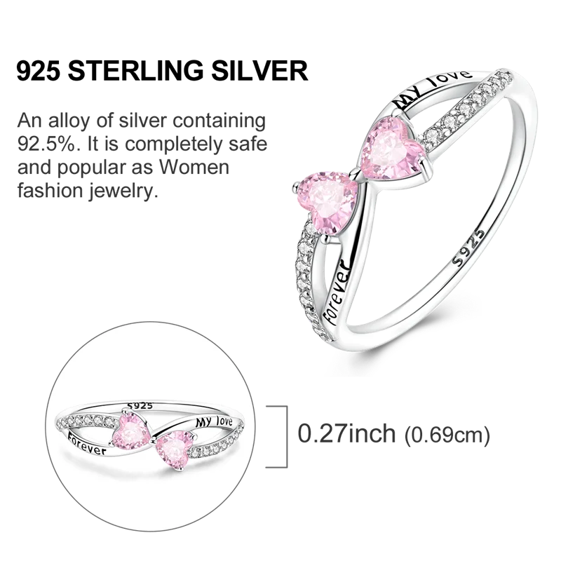 Original 925 Sterling Silver Ring Colorful Diamonds Cubic Zircon Finger Ring for Women