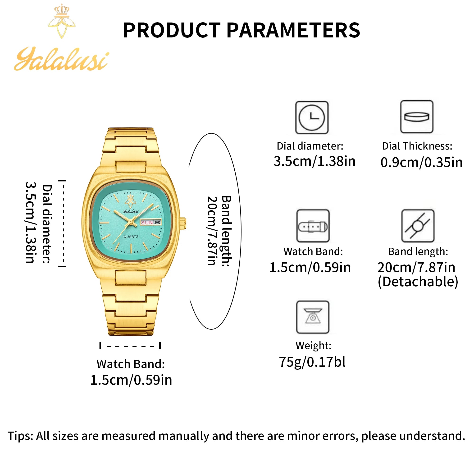 YaLaLuSi Unisex Fashion Waterproof Sport Watch Dual Calendar Gold Quartz Business Elegant with Box Remover Free Shipping mbzr