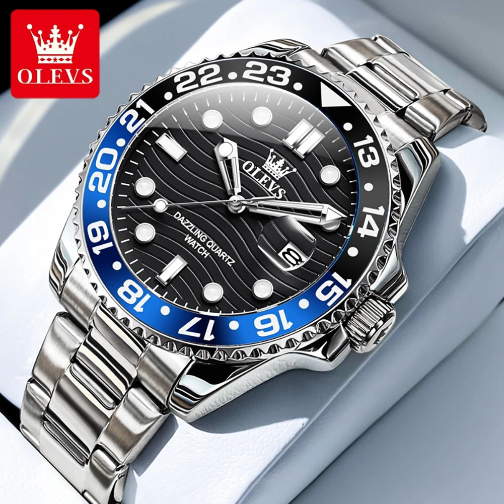 OLEVS 3610 Quartz Watch Fashion Original Diving Series Waterproof Date Rotating Dial Luxury Brand mbzr