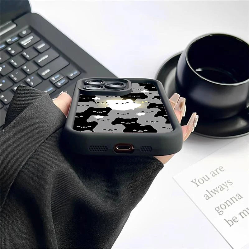 Soft TPU Case For  IPhone 17promax/17air 16 15 14 13 12 11 Pro Max X XS Anti-drop silicone phone case.Lovely Cartoon Cat Couple