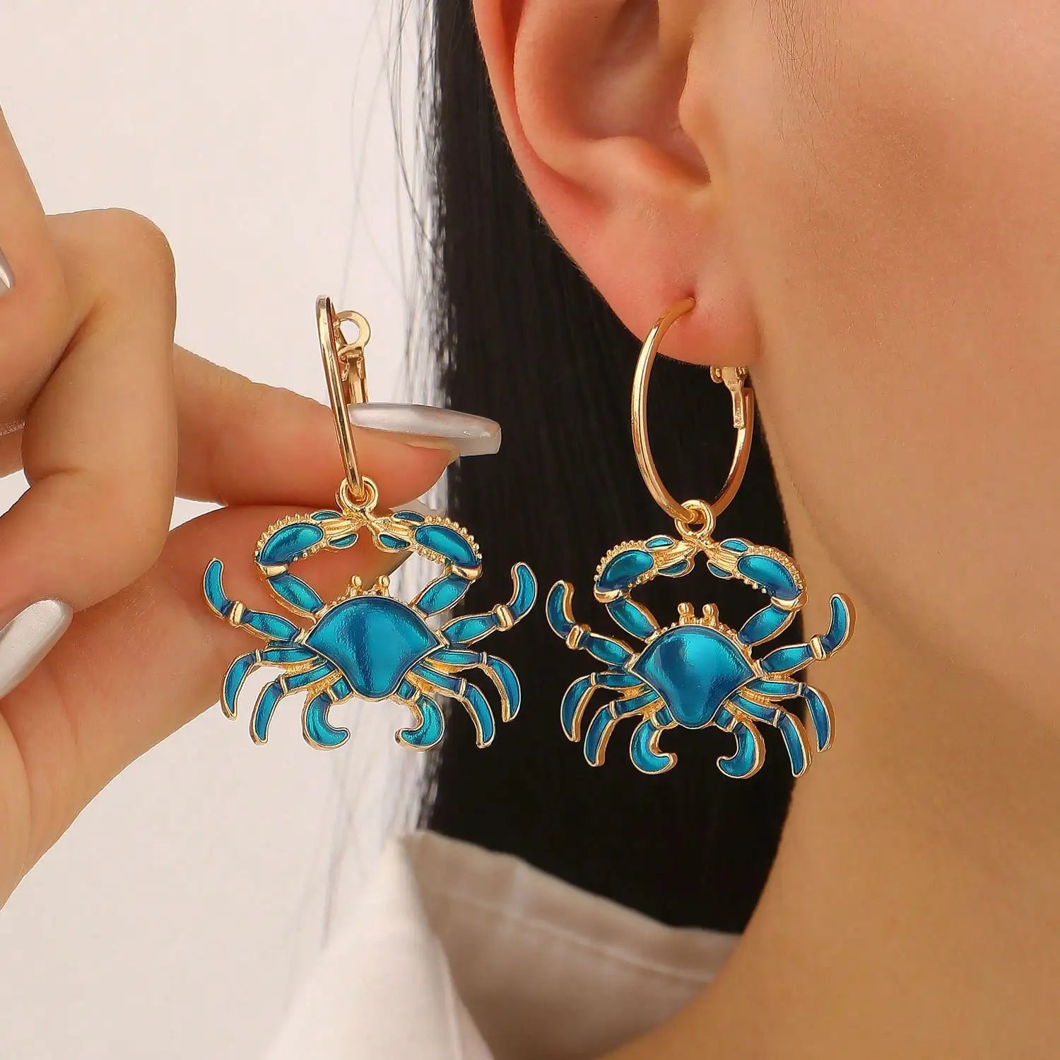 Exaggerated Alloy Crab Pendant Drop Earrings for Women mbzr